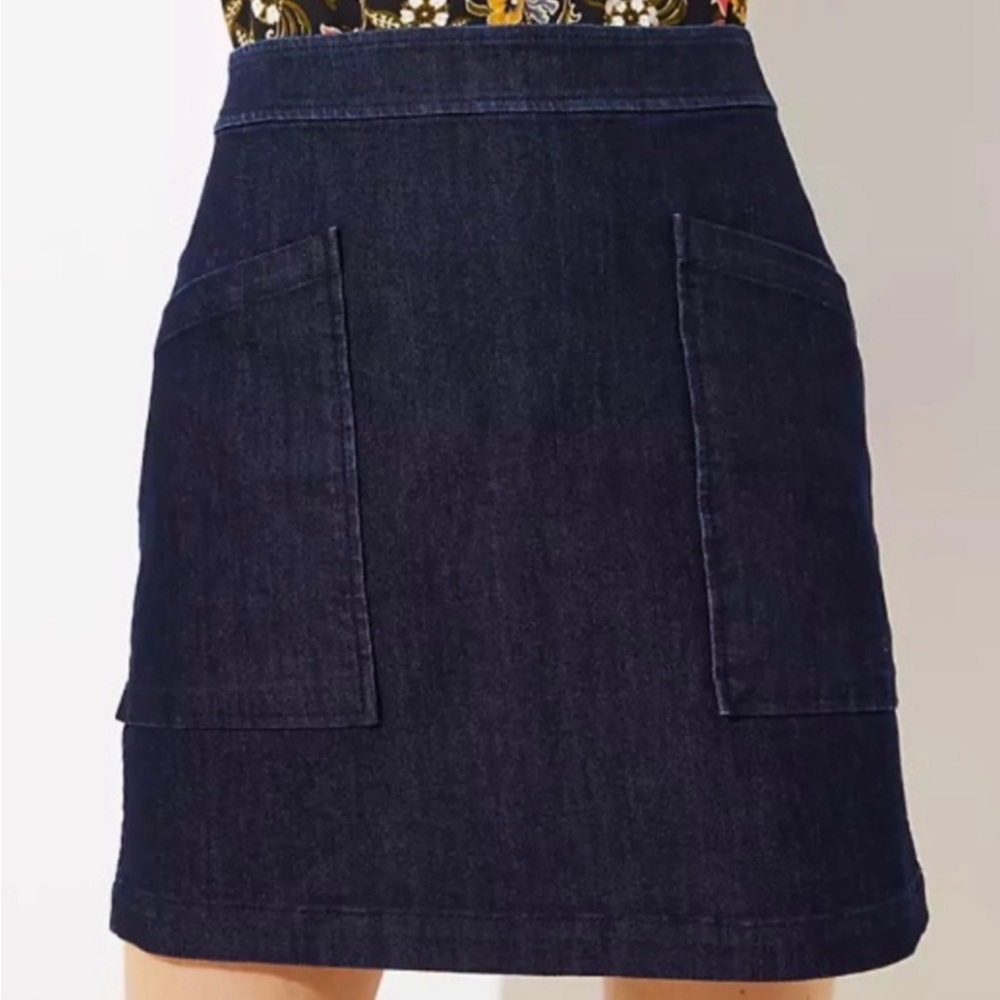 NWT LOFT Dark Denim Stretch Pocket Shift Skirt SIZE 6